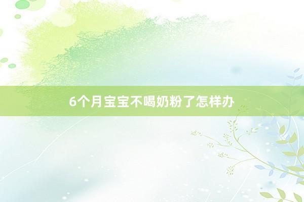 6个月宝宝不喝奶粉了怎样办